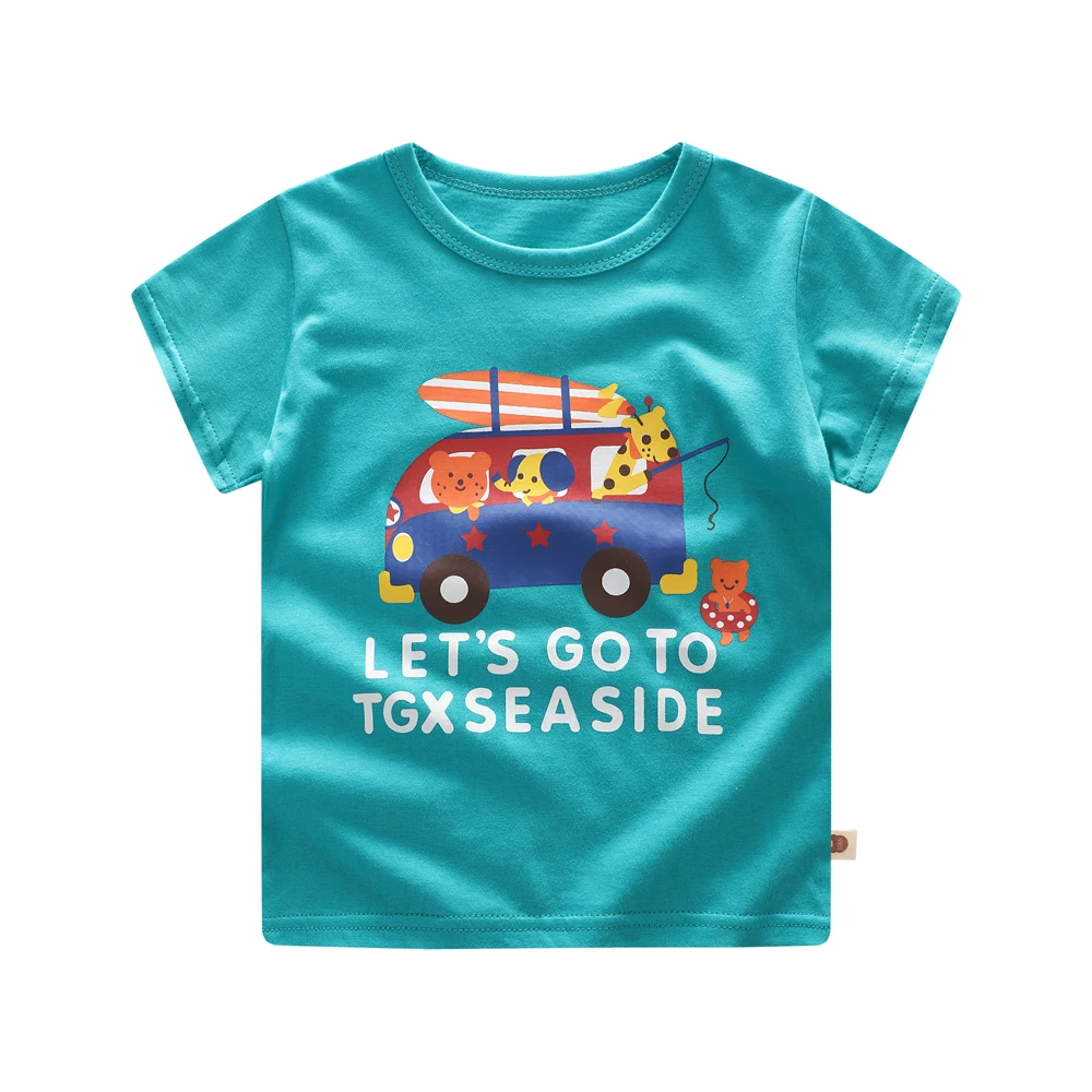 children summer clothing baby boy T shirt cotton animals short sleeve T