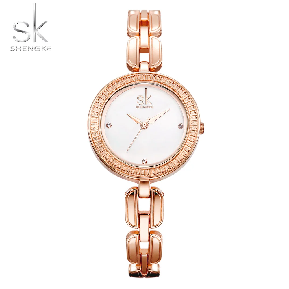 Shengk новые модные женские наручные часы бренд женский серебряный браслет кварцевые часы с застежкой красивые подарки Reloj Mujer - Цвет: 11K0003L03SK