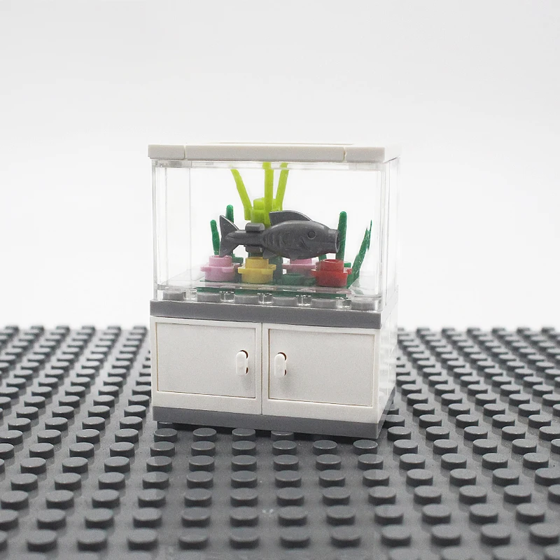 Single Fish Case Box Grass Fish Tank Building Blocks Bricks Legoingly MOC Accessories Parts Kits Set DIY Gifts Toys for Kids (3)