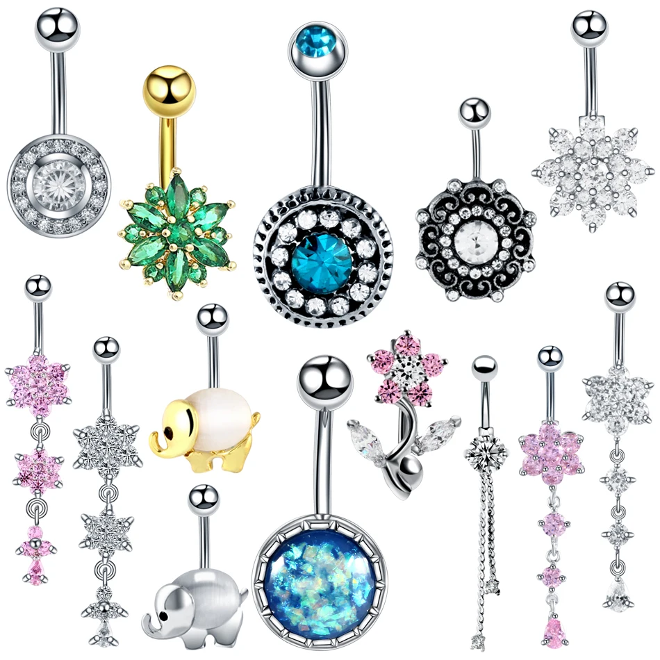 1pc Steel Piercings Ombligo Nombril 14g Navel Piercings Belly Button Piercing Dangle Earrings 