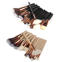 15Pcs/Set Professional Nylon fibre Rose Gold Makeup Brushes Set Kit Foundation Brush Tool