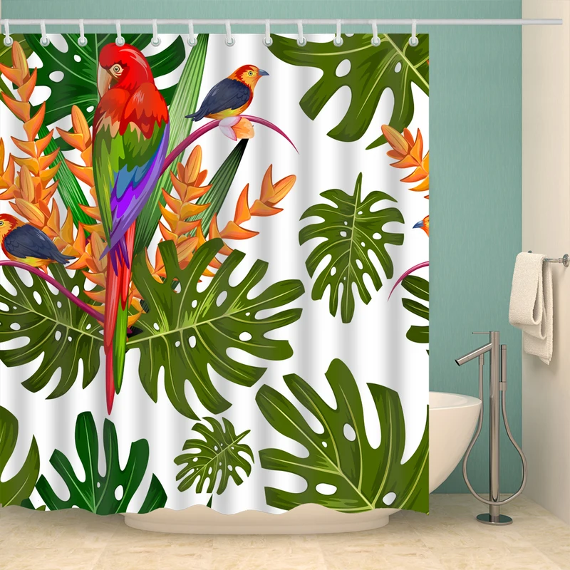 Цветочные пасторальные листья, стильные занавески, водонепроницаемые занавески для ванной комнаты, полиэстер, 180x180 см, украшение для туалета с крючками