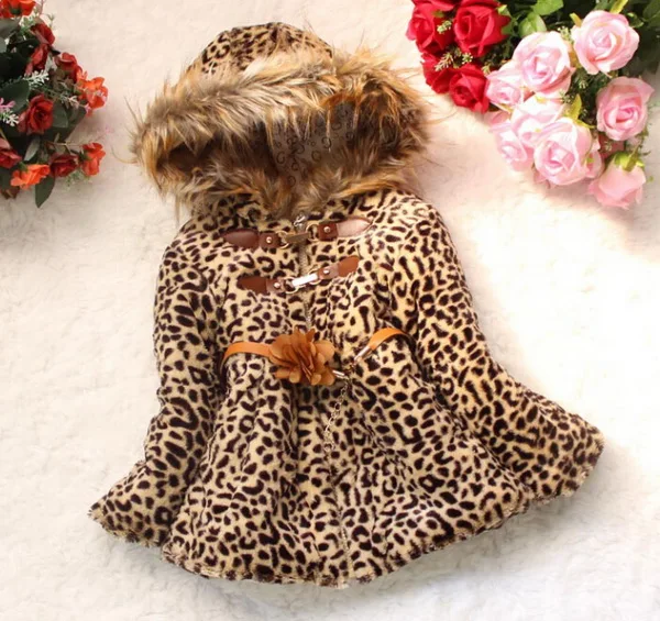 Детская верхняя одежда с воротником из искусственного лисьего меха; сезон осень-зима; одежда с цветочным рисунком и кружевом; куртка для девочек; детское леопардовое пальто; розничная - Цвет: STYLE 4