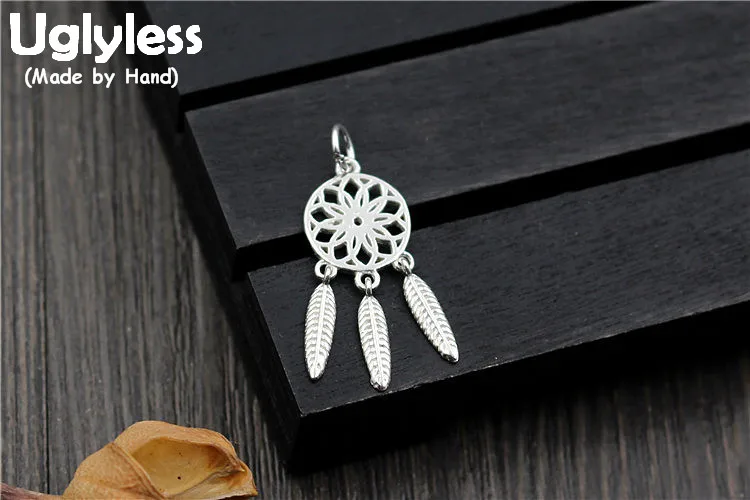 

Uglyless Genuine S925 Sterling Silver Leaves Charms Accessories Jewelry DIY Handmade Ethnic Vintage Plants Pendant Bijoux Hollow