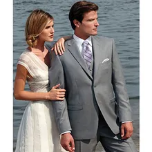 beach suits for wedding groom tuxedo light gray custom made suit 3 piece suits dress classic