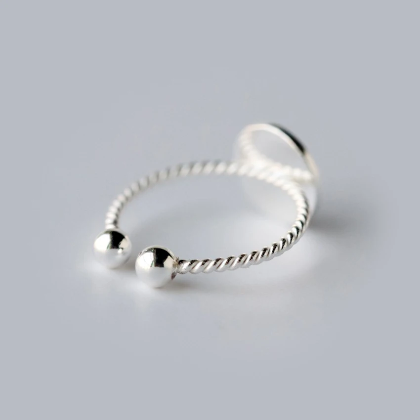 QIMING Simple Style 925 Sterling Silver Twist Roped Plain Round Toe Ring Vintage Design finger tinny Adjustable Rings For Girls