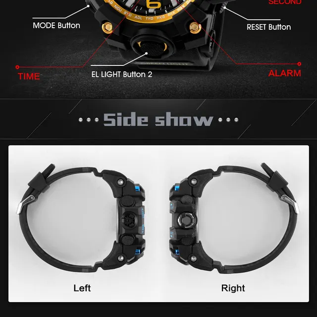 SKMEI Top Marka Sport Watch mężczyźni Military Digital zegarki 5Bar wodoodporne Dual Display zegarki na rękę Relogio męski 1155 tanie i dobre opinie Quartz Wristwatches Klamra Okrągłe Chronograph Stop Watch Week Display Swim Alarm Complete Calendar LED display Shock Resistant Multiple Time Zone Water Resistant Back Light SKMEI Top Marka Sport Watch mężczyźni Military Digital zegarki 5Bar wodoodporne Dual Display zegarki na rękę Relogio męski 1155 tanie i dobre opinie Quartz Wristwatches Klamra Okrągłe Chronograph Stop Watch Week Display Swim Alarm Complete Calendar LED display Shock Resistant Multiple Time Zone Water Resistant Back Light