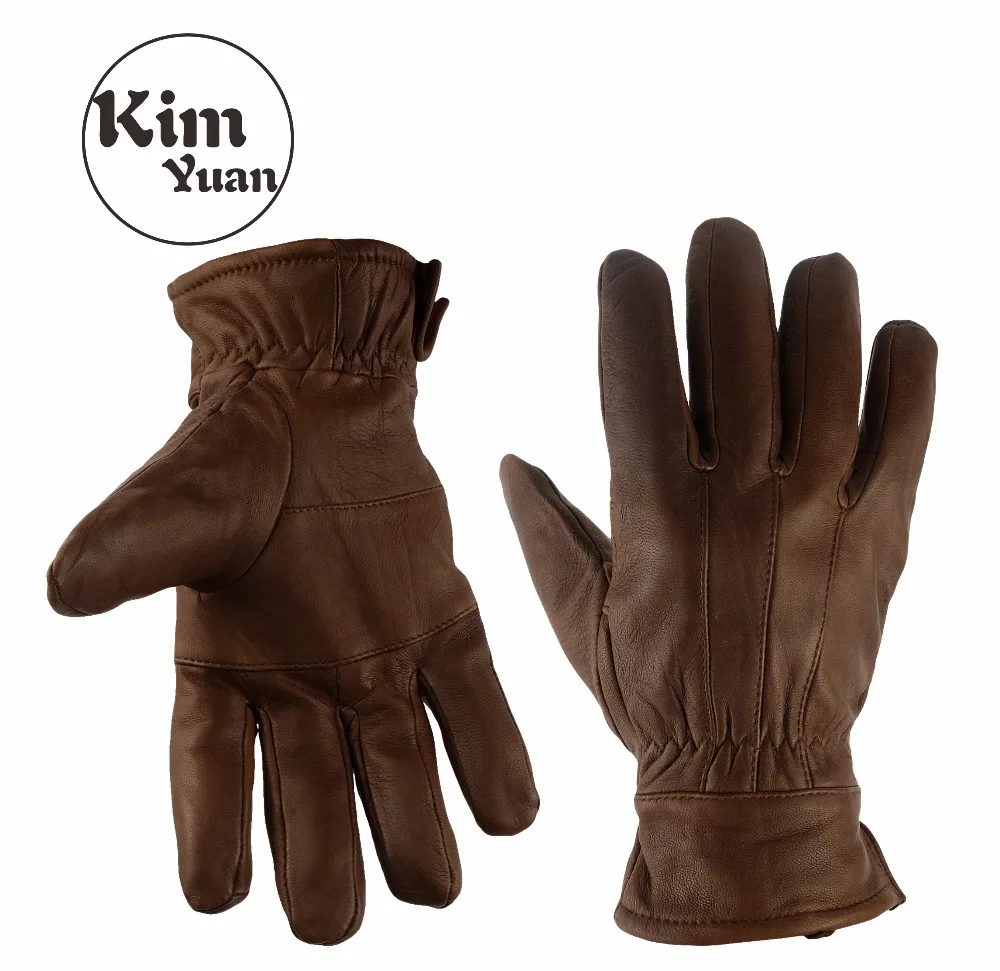 

KIM YUAN 023 Goat Skin Motorcycle/Outdoor and Garden Winter Warm Windproof Protective Gloves Men & Women