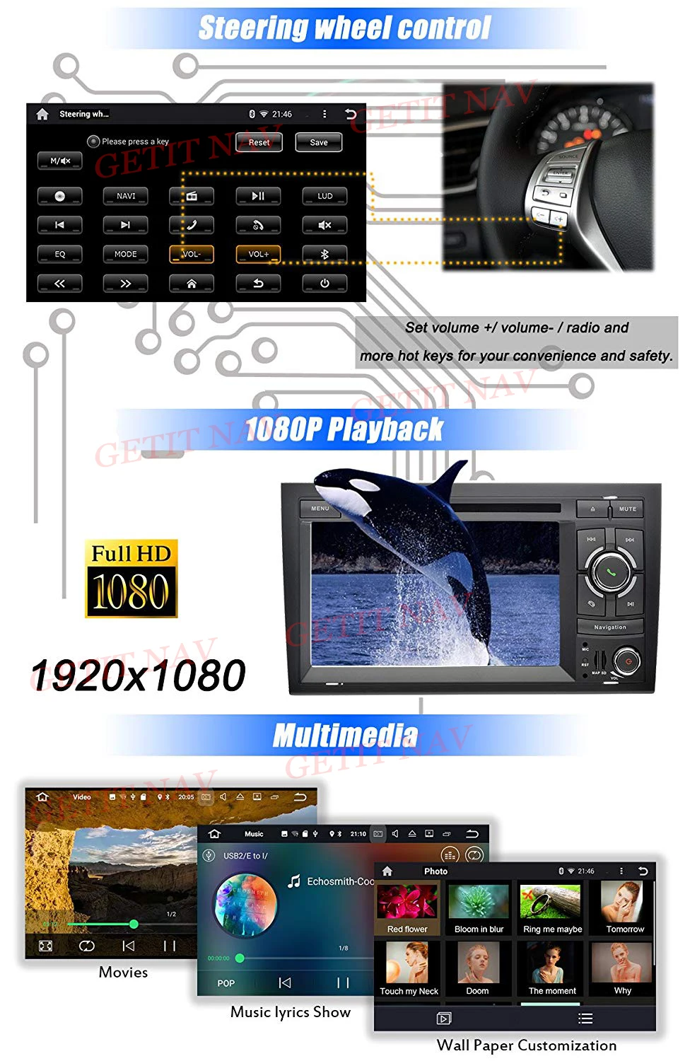 Clearance Android 9.0 Car DVD Player for for Audi A4 S4 RS4 2002-2007 Seat Exeo with WiFi BT GPS 7