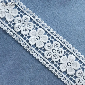 

10yards 6cm Flower Embroidery Lace Fabric Trim Ribbons DIY Sewing Garment Handmade Materials Accessories white african laces