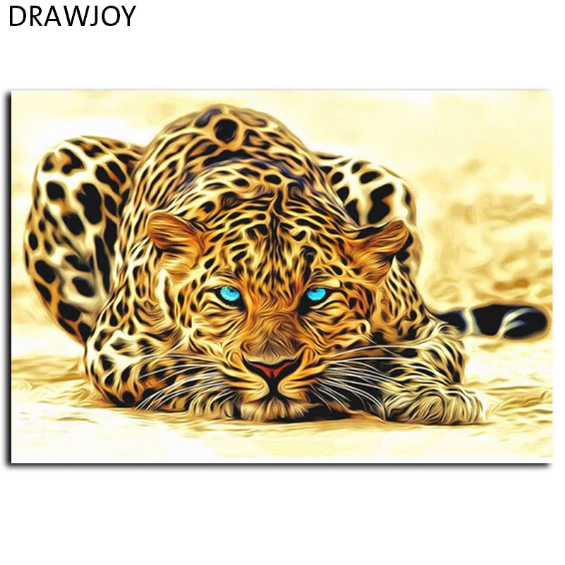 Frameless Pictures DIY Painting By Numbers Of Leopard Animals Oil Painting On Canvas Home Decoration Wall