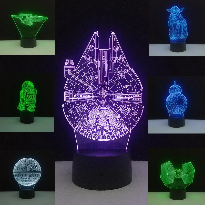 3D noche lámpara táctil Sensor de luz Led Lamparas maestro Yoda R2D2 de la estrella de la muerte de dormitorio lámparas de mesa de luz de la estrella de la guerra los Fans regalos 3D noche lámpara táctil Sensor de luz Led Lamparas maestro Yoda R2D2 de la estrella de la muerte de dormitorio lámparas de mesa de luz de la estrella de la guerra los Fans regalos