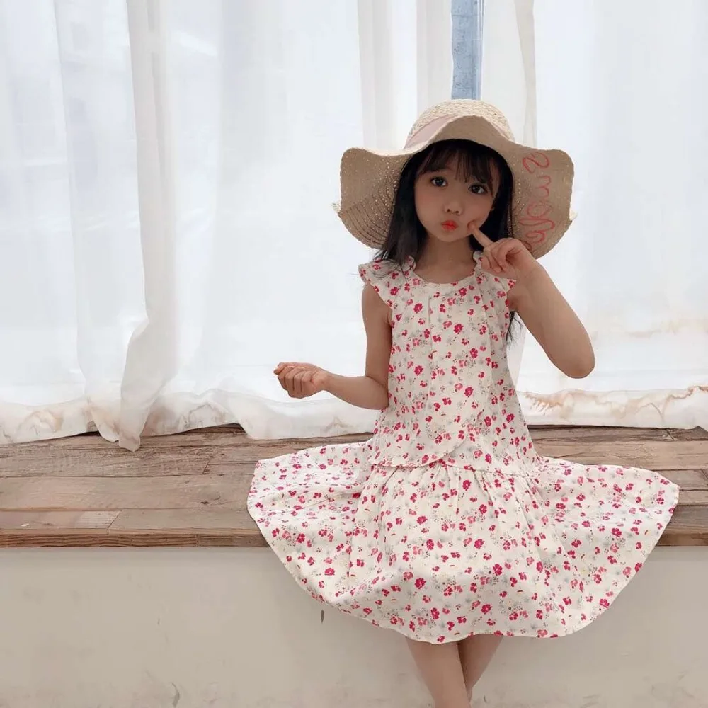 

2019 New girls floral dress summer cotton sweet baby girls dresses