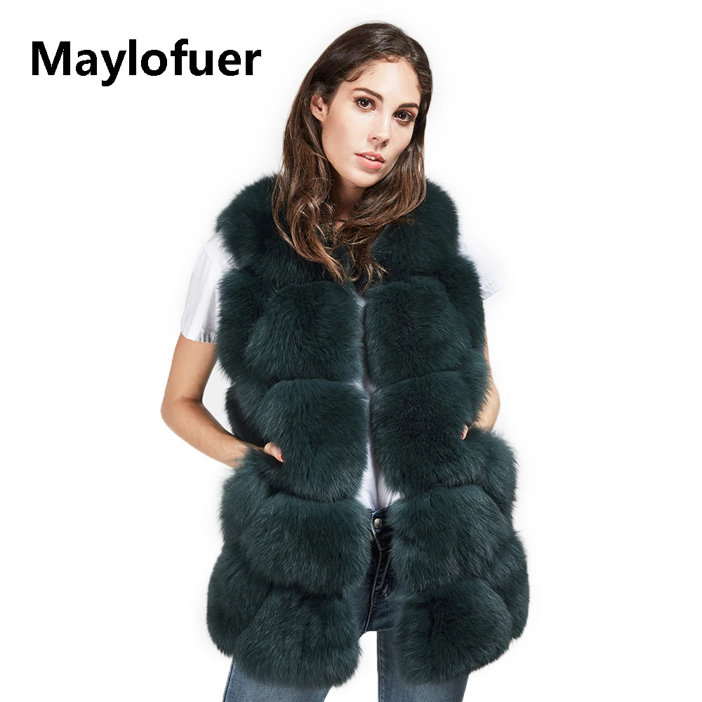 Real Fox Fur Vest Women Coat Female Natural Fox Fur Pelt