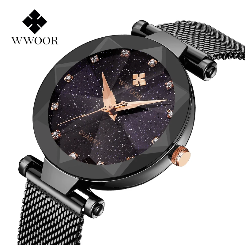 

Fashion Star Sky Dial Quartz Watch for Lady Dress Clock New Elegant Luxury Stainless Steel Strap Women's Bracelet Wristwatches