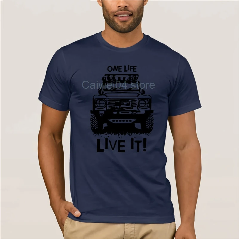 Мужская футболка с короткими рукавами и принтом, 90 110, One Life Live it Off Road - Цвет: navy