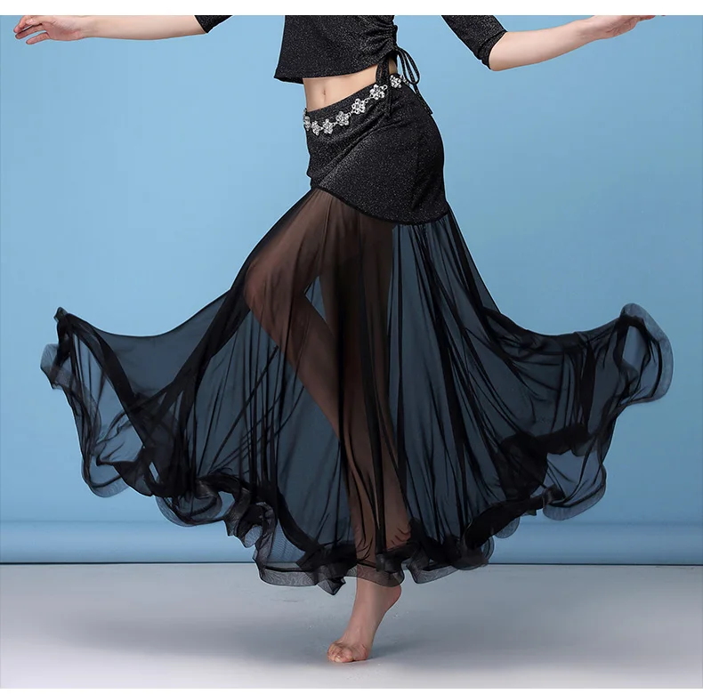 Танец живота Нижняя юбка Сексуальная тренировочная Gongfu Нижняя юбка длинная юбка