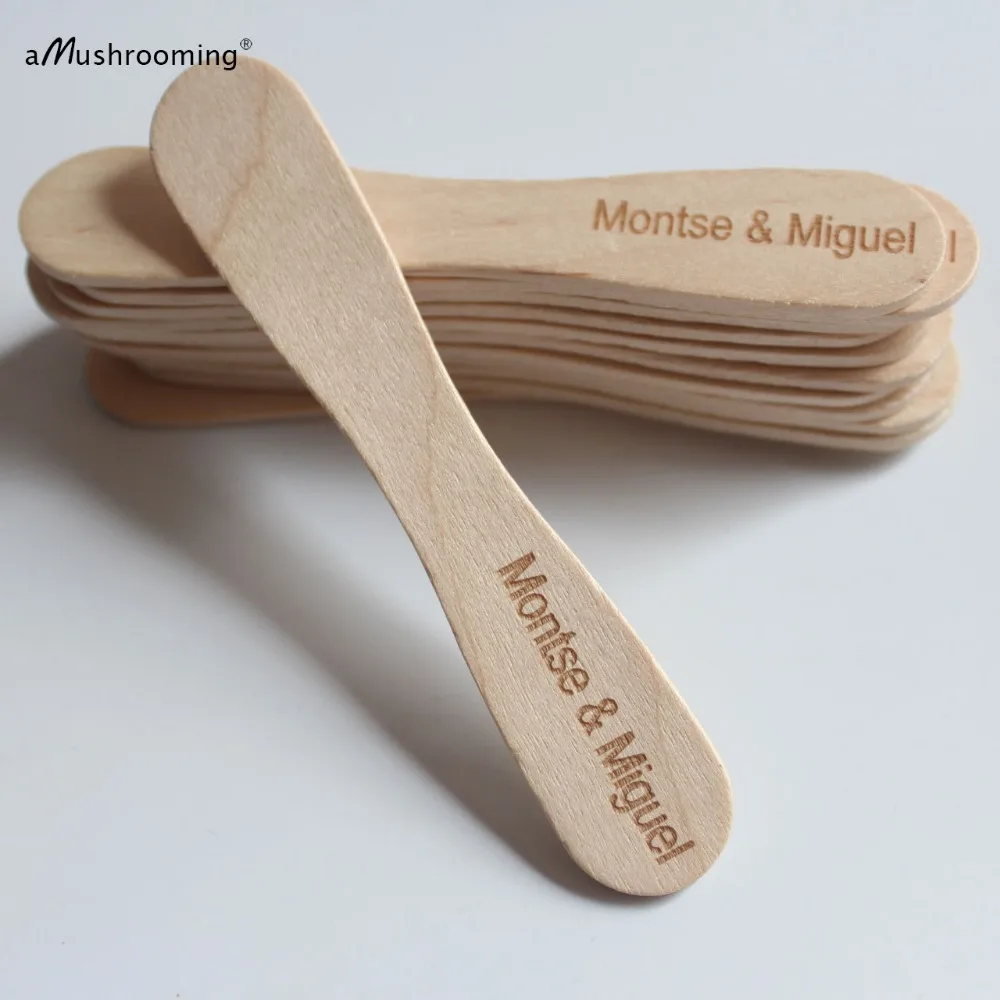 

x50 Personalized Laser Engrave Bowtie Ice Cream Sticks, Flat Ice Cream Spoon 94mm Popsicle sticks Ice Cream Tool Party Tableware