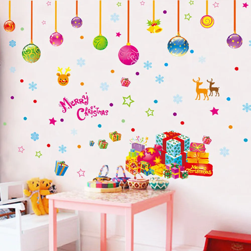 Christmas Decoration Window Glass Stickers Merry Christma Santa Claus