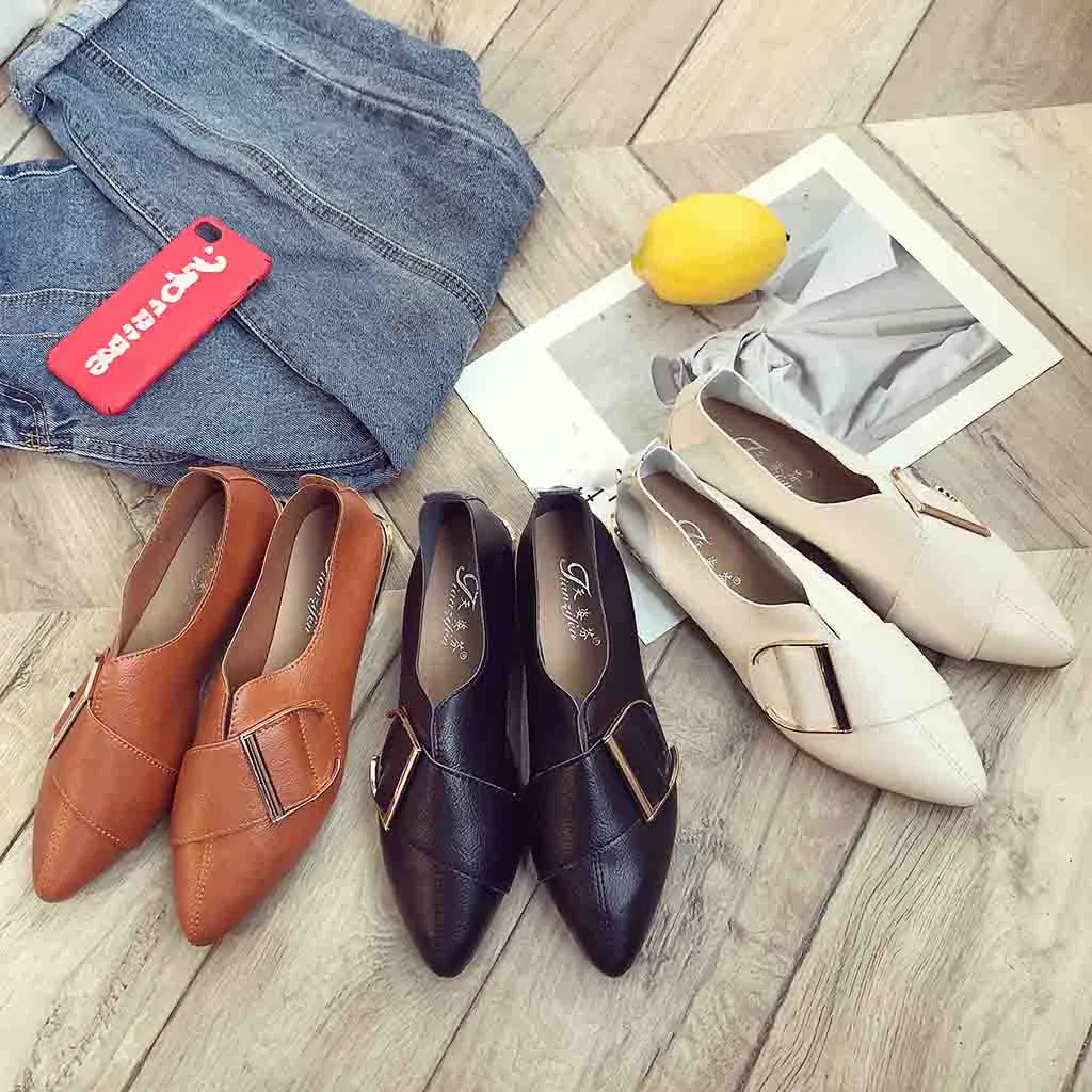 

YOUYEDIAN shoes woman Ladies Slip On Shoes Single Shoes Casual Point Toe Shallow Shoe Work zapatos de mujer #w35