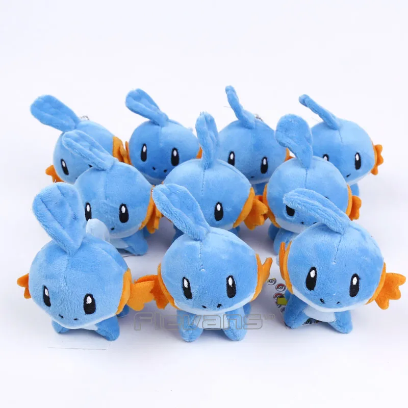 

Pikachu Monster Mudkip Plush Pendant Toys Soft Stuffed Animal Dolls with Keychain 10pcs/lot 12cm