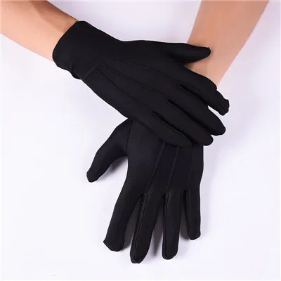 Fashion 3 Line Men's Thin Spandex Gloves Short Black / White Stretch Wrist Gloves Full Finger Daily Wear Cycling Gloves Luvas - Цвет: Черный