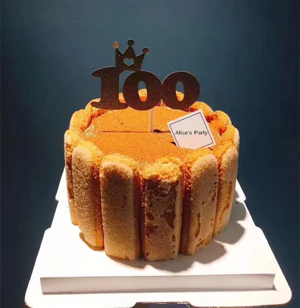 New Gold 100 Cake Topper Birthday Party Cake Decoration