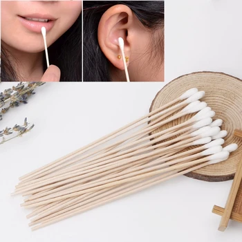 

100Pcs/Set 6'' Cotton Swabs Wood Handle Applicator Q-tip For Wound Care Crafts