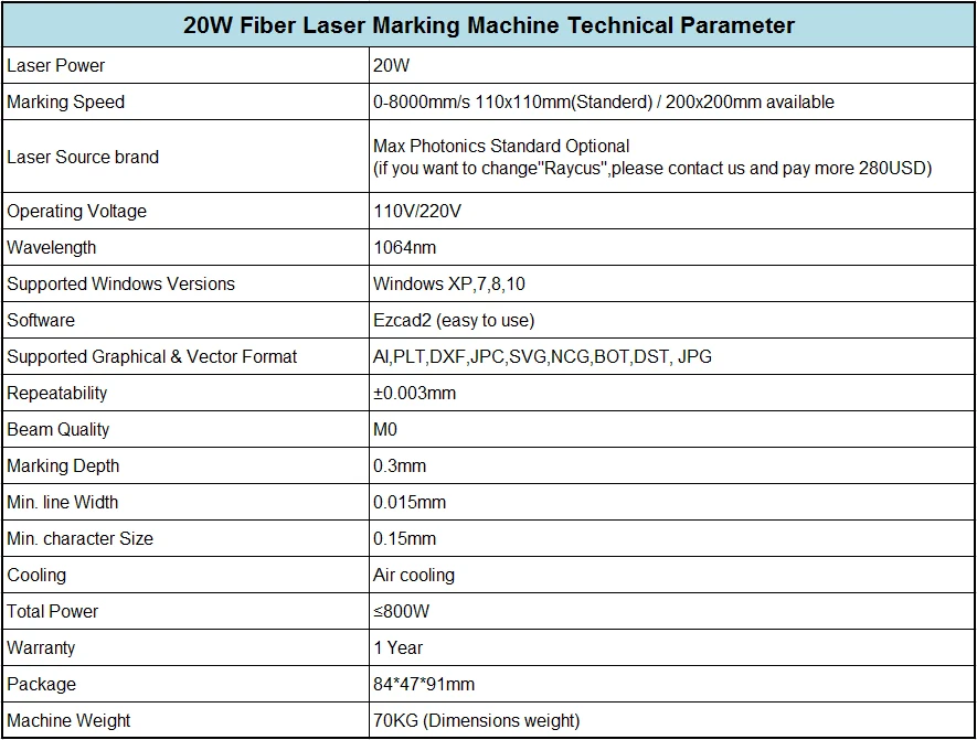 20W fiber laser engraving machine