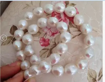 

gorgeous 12-13mm south sea baroque white pearl necklace 18inch 14K Gold Clasp KKK