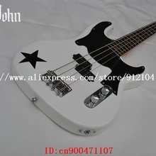 Большой Джон электрическая бас-гитара в белый с принтом пятиконечная звезда Сделано в Китае f-1261
