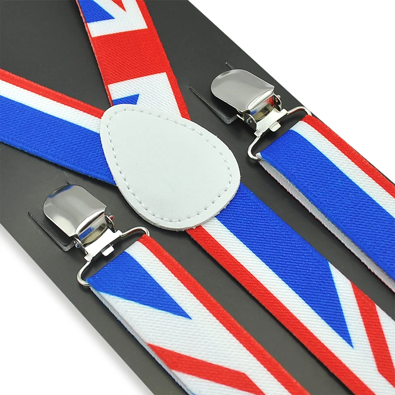 Новая мода 2,5 см/1 дюйм Английский флаг шаблон подтяжки унисекс клип-на подтяжках эластичный тонкий подтяжки Y-back подтяжки