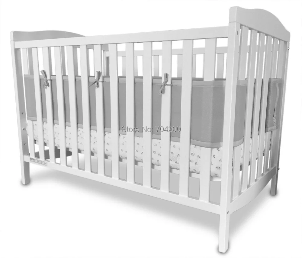 Cinza e Branco Bebê Clássico Respirável Malha Berço Forro 4 Cheap Amortecedores