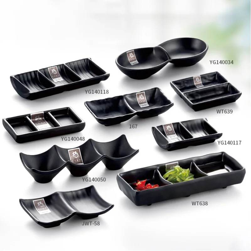 

The Restaurant Dish Black Matte Plate Seasoning Sauce Dish Porcelain Hot Pot Saucer Plastic Tableware Japanese Korean Dish Squar