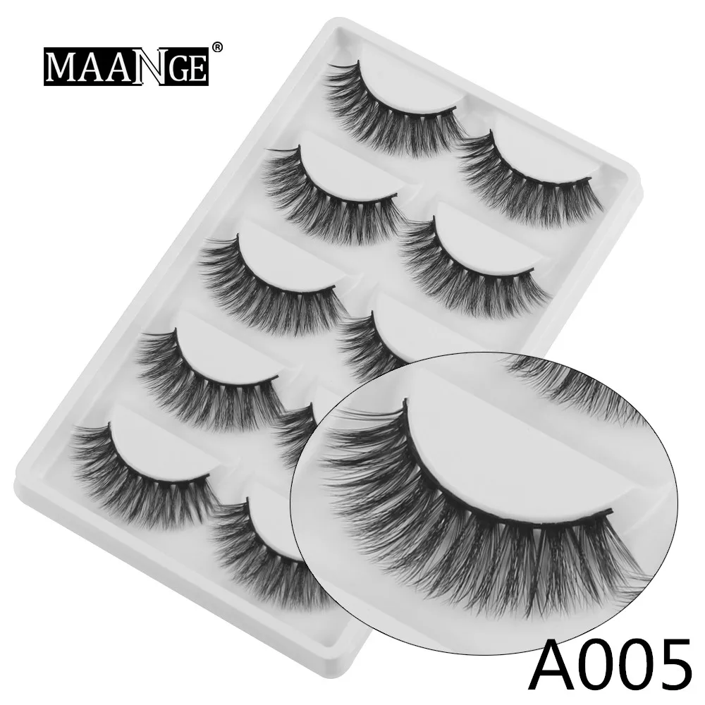 

MAANGE 5 Pairs 3D mink eyelashes Natural long makeup false eyelashes Soft Reusable 100% Handmade Extension Beauty faux lashes