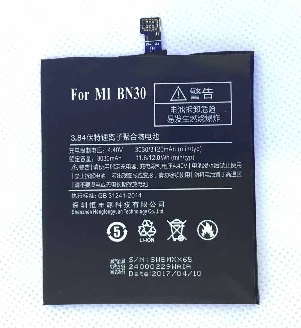 HFY BN30 For Xiaomi Redmi 4A Battery 3030mAh For Xiaomi Hongmi 4A Cellphone Battery Red Mi