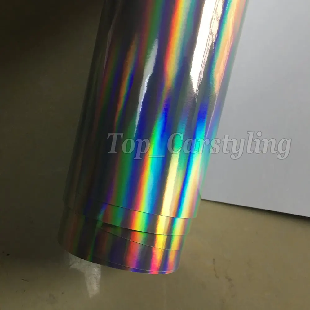 silver holographic chrome hologram black car wrap foil apa cast vinyl rainbow chameleon (6)