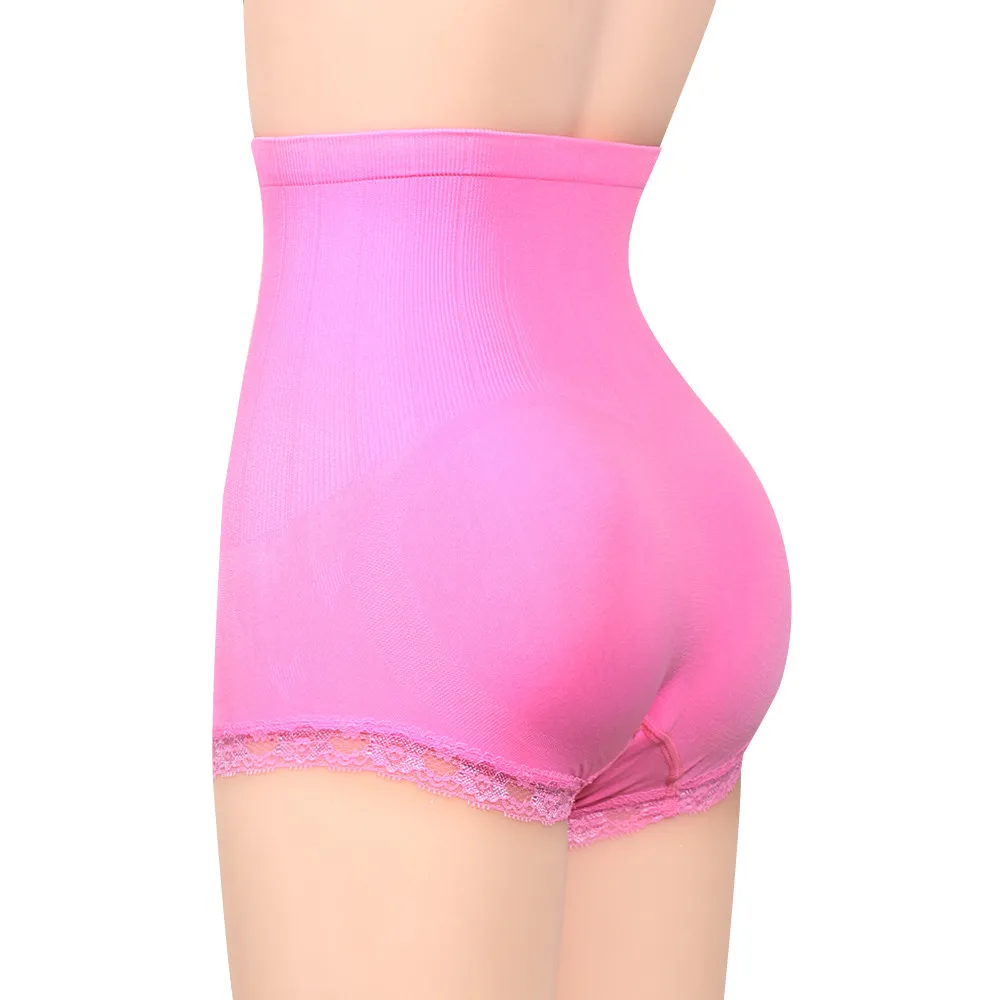 Сексуальное бесшовное женское белье для похудения, Корректирующее белье с высокой талией, нижнее белье, удобные трусики с контролем живота - Цвет: pink