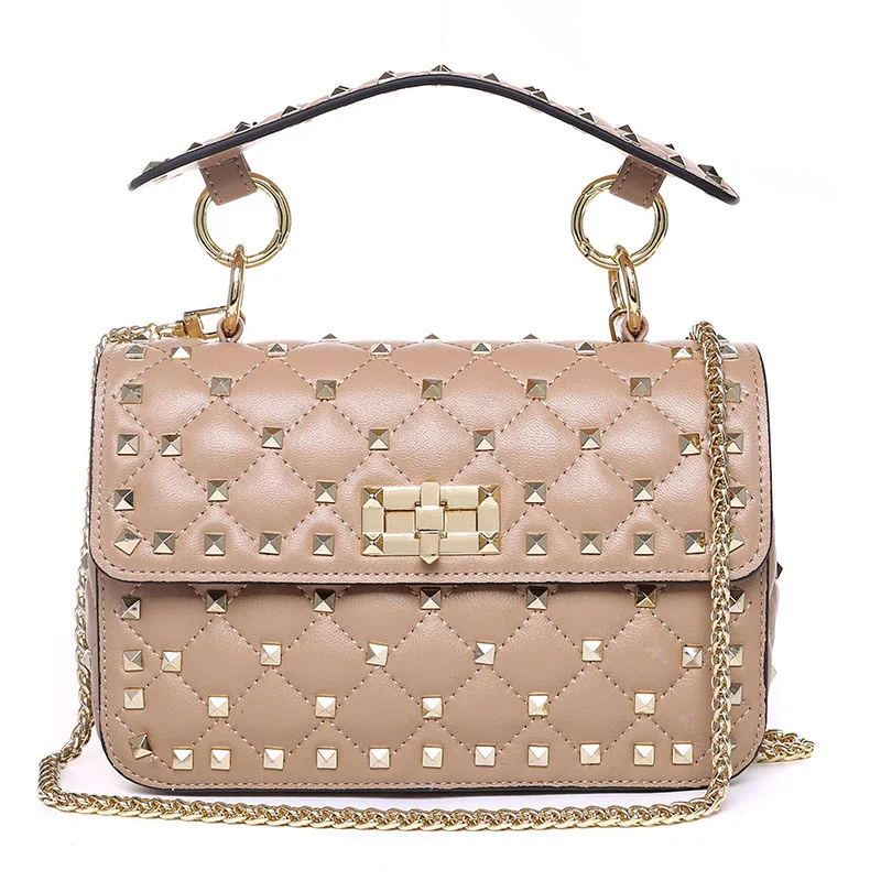 

100% Sheepskin Leather Fashion Shoulder Bags High Quality Rivet Crossbody Bag Luxury Handbags Women Bags Designer Day Clutches