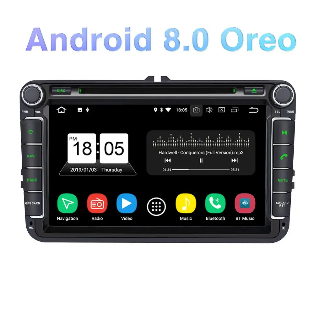 Excellent Pumpkin 2 Din 8" Car Multimedia Player Android 8.0 GPS Autoradio Stereo For Volkswagen/Golf/Skoda Wifi 4G DAB+FM Radio Fast Boot 0