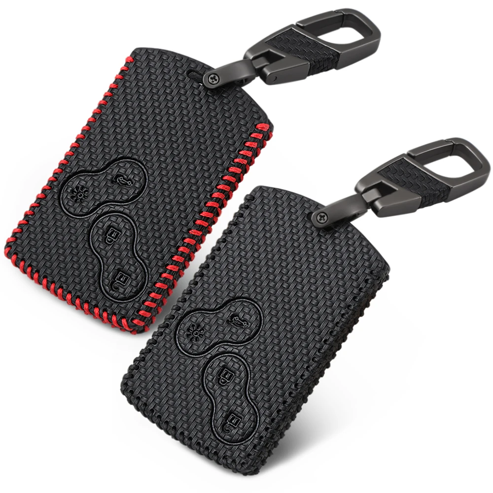 

Carbon Fiber Style Leather Key Case Cover For Renault Koleos Laguna 2 3 Megane 1 2 3 Sandero Scenic Captur Clio Duster Fluence