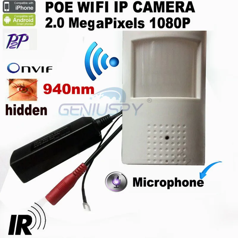 

2MP 1080P Pir Ip Camera POE Wifi Wireless 940NM IR Night Vision Microphone Audio Network Ip Camera PIR Motion Detector Pinhole