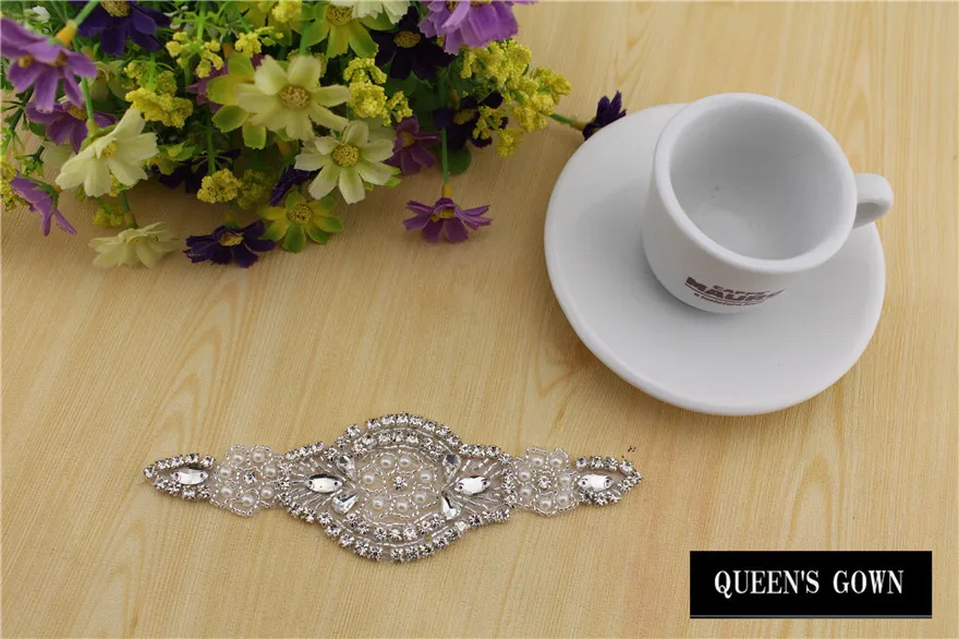 free shipping wholesale bridal appliques and trims beaded lace rhinestone applique glass crystal