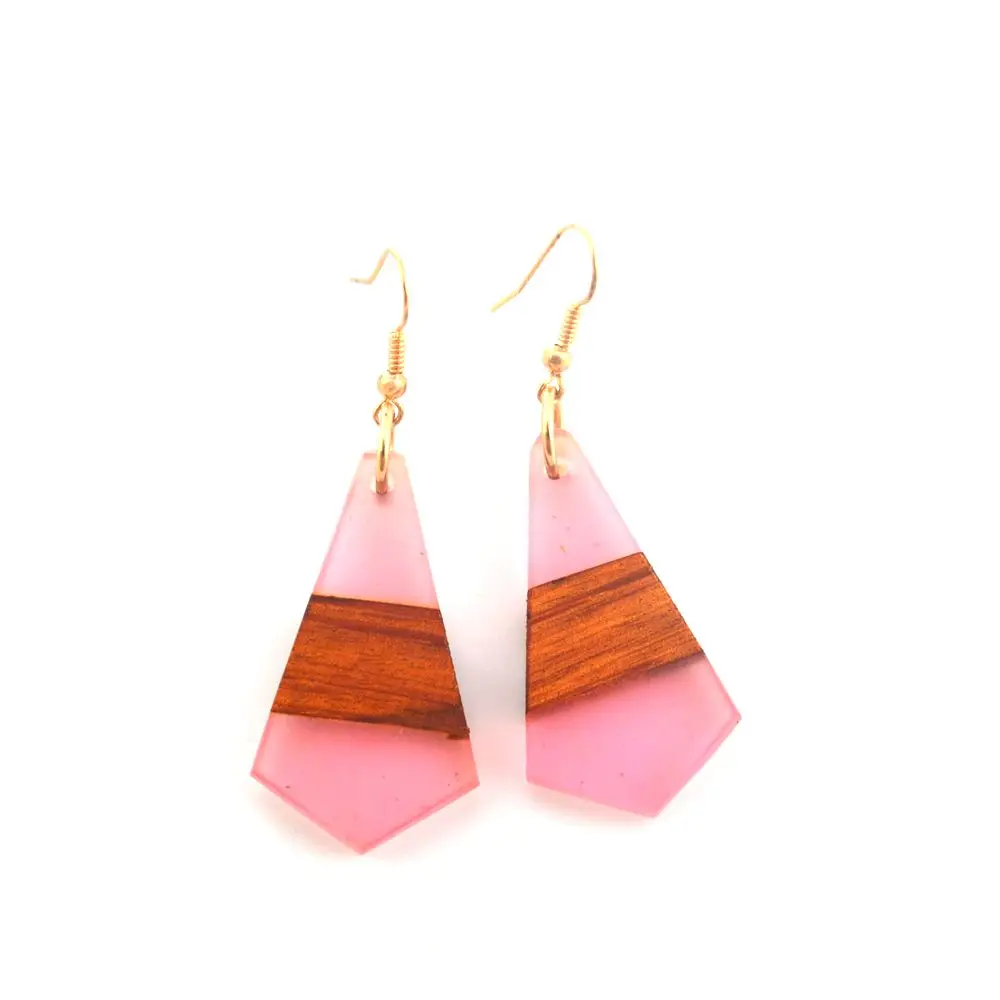 

Leanzni Jewelry earrings, geometric wood collocation, retro natural wood grain, hand polished fashion women's gifts.