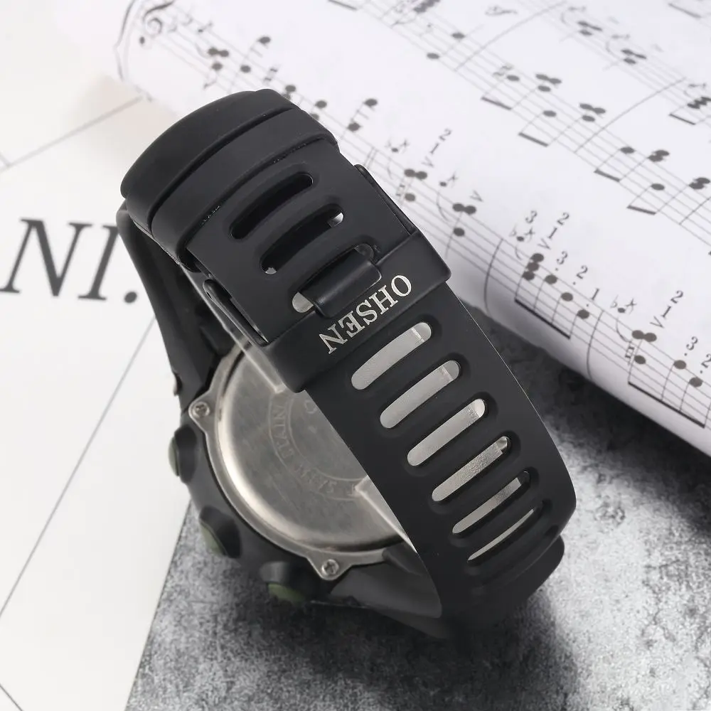 

OHSEN 1510 High Quality Rubber Watch Band black white red blue