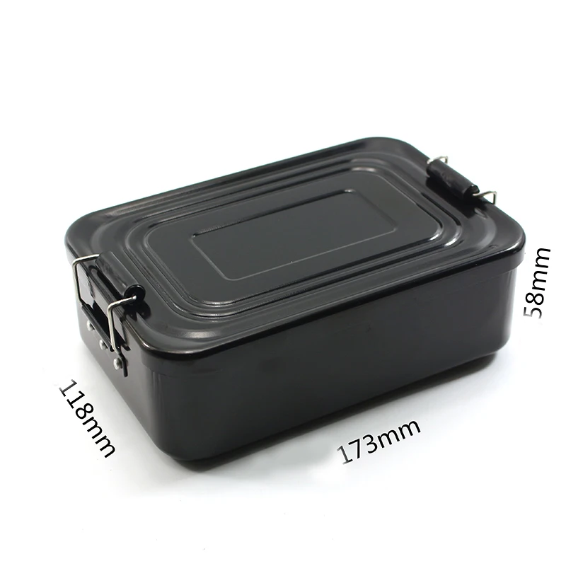 PSKOOK Aluminum Alloy Camping Lunch Box Water-Resistant Outdoor Food Container with Double-ear Buckles Tableware