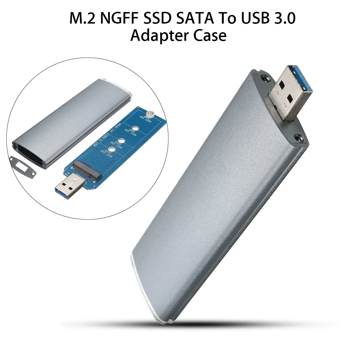 

LEORY Aluminium M.2 NGFF SSD SATA to USB 3.0 Converter Adapter Case Hard-disk Case External Enclosure Storage Case