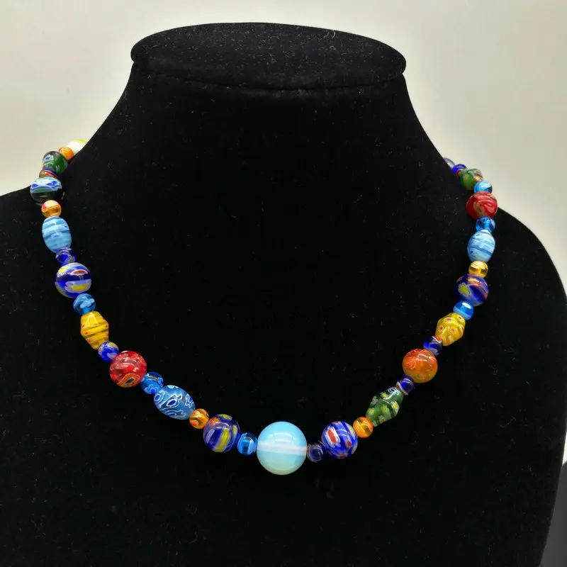 

Free Shipping Wholesale 2Pcs Fashion wheel Millefiori Murano Glass Necklace,Fashion Necklace 6-14mm