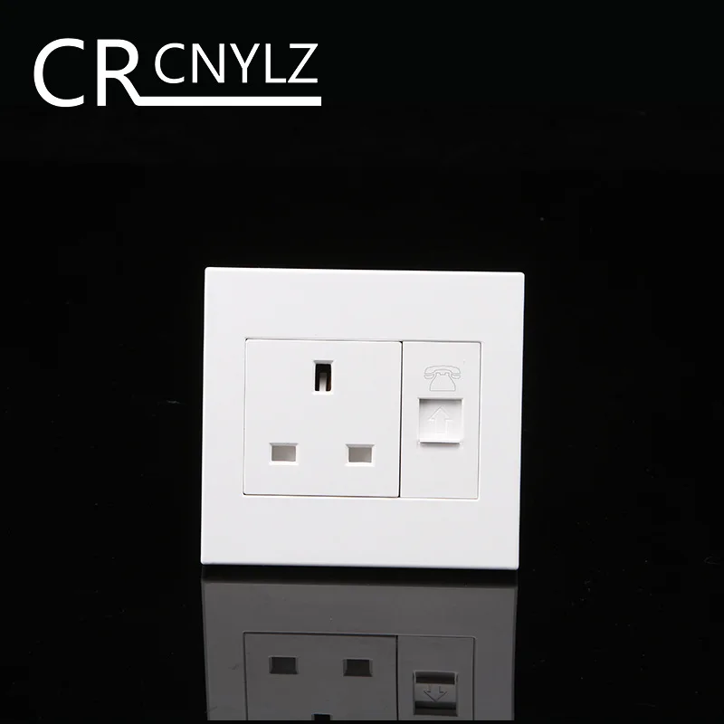 

UK Standard Household 1gang wall socket with Telephone Socket outlet 250v 13A
