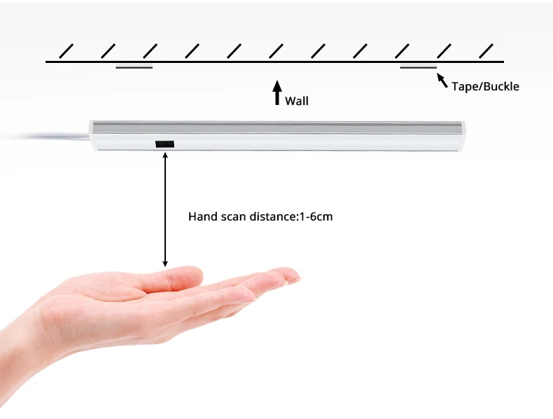 Hand Sweep LED Cabinet Lights Hand Scanning Sensor Motion Activated Bar Light 5W 6W 7W 30-50CM Lamp For Kitchen Closet Cupboard